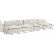 Pemberly Row Cream Velvet Modular 4-Piece Armless Sofa with Fiber Cushions