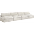 Pemberly Row Cream Velvet Modular 4-Piece Armless Sofa with Fiber Cushions