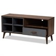 Pemberly Row Walnut/Grey Wood 1-Drawer TV Stand with Storage
