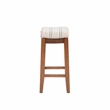 Pemberly Row Backless Counter Stool with Striped Padded Linen Seat in Brown