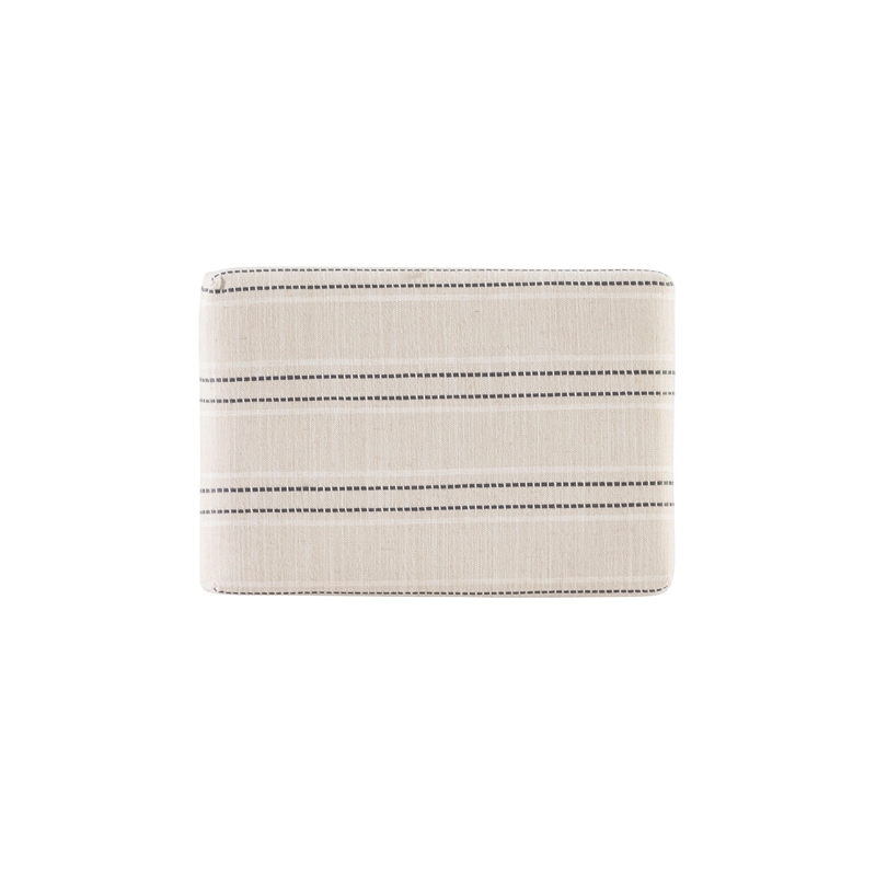 Pemberly Row Backless Counter Stool with Striped Padded Linen Seat in Brown
