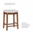 Pemberly Row Backless Counter Stool with Striped Padded Linen Seat in Brown