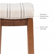 Pemberly Row Backless Counter Stool with Striped Padded Linen Seat in Brown