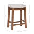 Pemberly Row Backless Counter Stool with Striped Padded Linen Seat in Brown