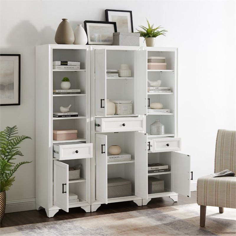 Pemberly Row 3 Piece Wood Pantry Set with Distressed White Finish