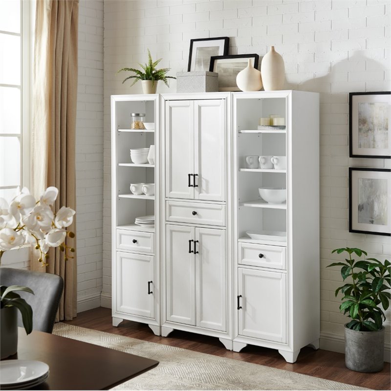 Pemberly Row 3 Piece Wood Pantry Set with Distressed White Finish