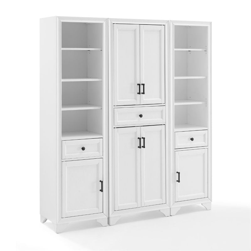 Pemberly Row 3 Piece Wood Pantry Set with Distressed White Finish