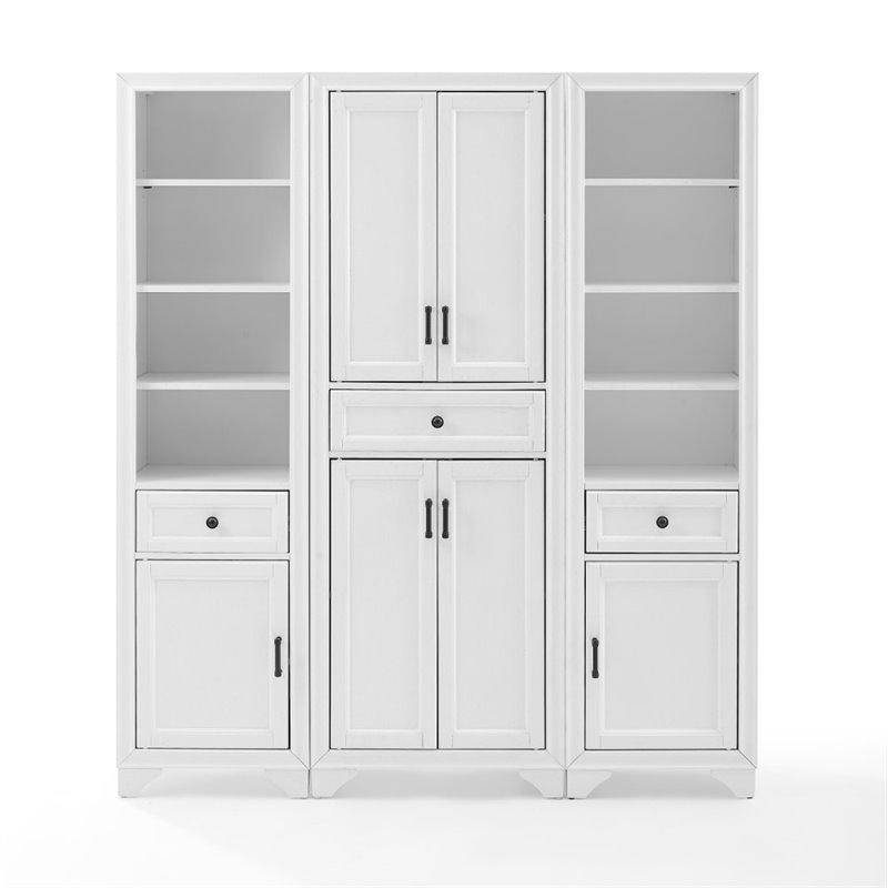 Pemberly Row 3 Piece Wood Pantry Set with Distressed White Finish