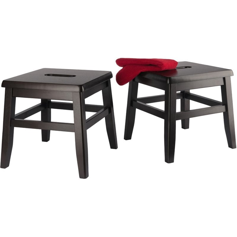 Pemberly Row Conductor Stools in Coffee Solid Wood (Set of 2)