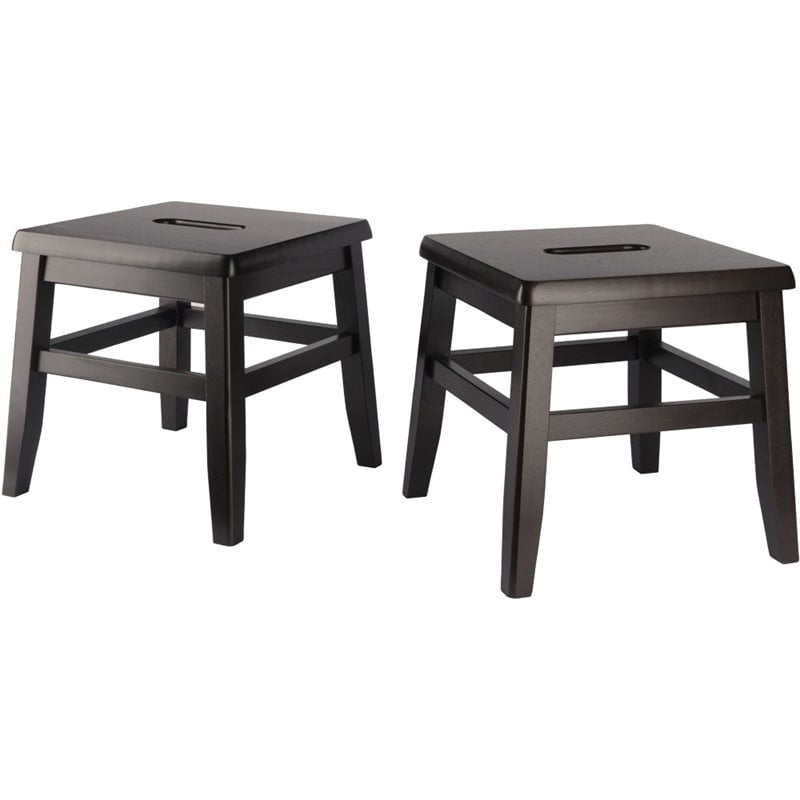 Pemberly Row Conductor Stools in Coffee Solid Wood (Set of 2)