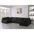 Pemberly Row Black Linen Fabric Modular Sectional with Down Cushions
