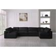 Pemberly Row Black Linen Fabric Modular Sectional with Down Cushions