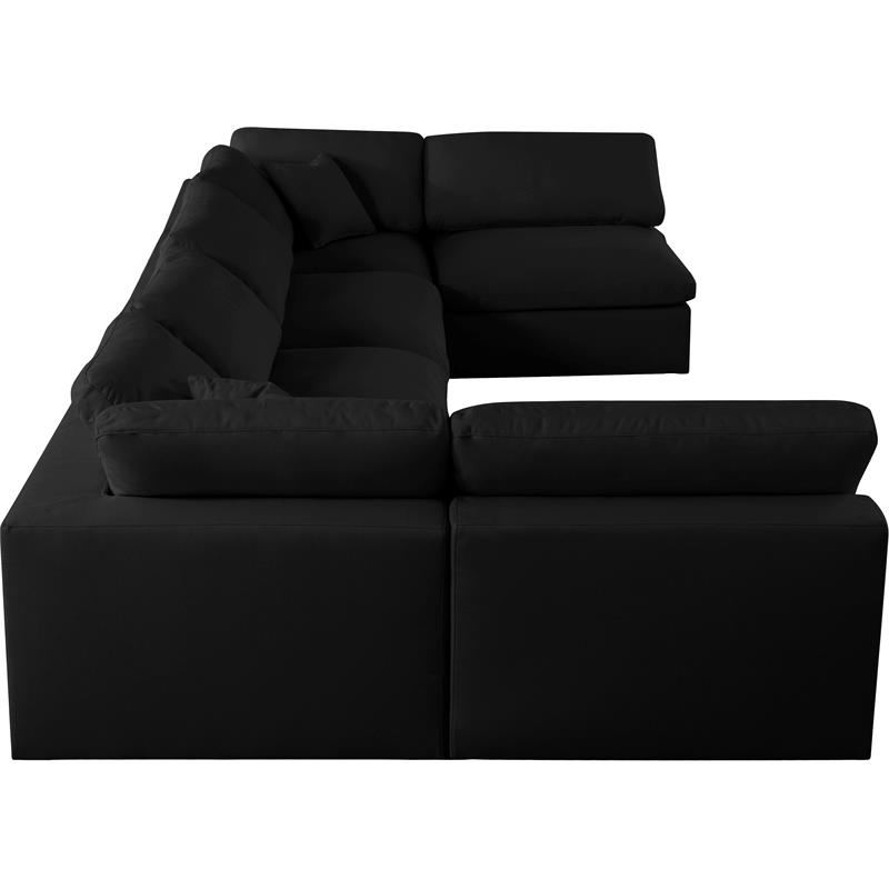 Pemberly Row Black Linen Fabric Modular Sectional with Down Cushions