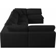 Pemberly Row Black Linen Fabric Modular Sectional with Down Cushions