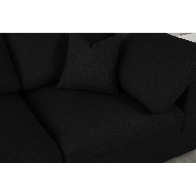 Pemberly Row Black Linen Fabric Modular Sectional with Down Cushions