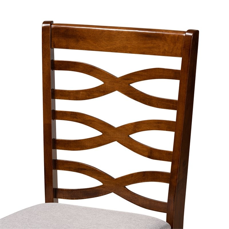 Pemberly Row 5-Piece Dining Set with Grey Fabric & Walnut Brown Wood