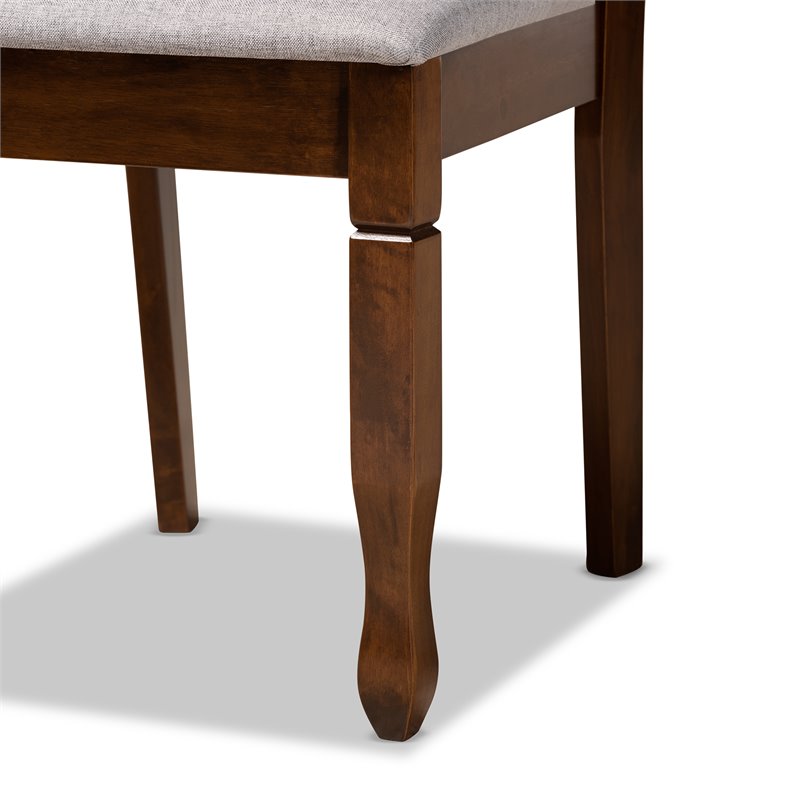Pemberly Row 5-Piece Dining Set with Grey Fabric & Walnut Brown Wood