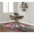 Pemberly Row Round Drop Leaf Pedestal Dining Table in Grey Wash