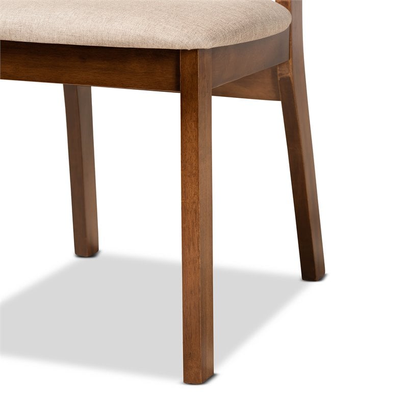 Pemberly Row Sand/Walnut 5-Piece Dining Set with Foam Upholstery and Wood