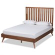 Pemberly Row Walnut Queen Size Platform Bed with Slatted Headboard