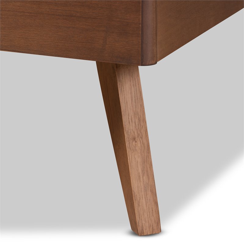 Pemberly Row Walnut Queen Size Platform Bed with Slatted Headboard