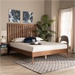Pemberly Row Walnut Queen Size Platform Bed with Slatted Headboard