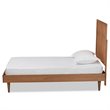Pemberly Row Walnut Twin Size Platform Bed with Inset Headboard