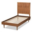 Pemberly Row Walnut Twin Size Platform Bed with Inset Headboard