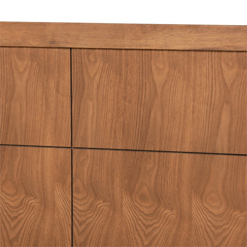 Pemberly Row Walnut Twin Size Platform Bed with Inset Headboard
