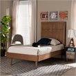 Pemberly Row Walnut Twin Size Platform Bed with Inset Headboard