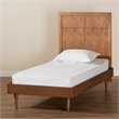 Pemberly Row Walnut Twin Size Platform Bed with Inset Headboard