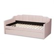 Pemberly Row Pink Velvet Twin Daybed with Trundle & Tufted Design