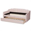 Pemberly Row Pink Velvet Twin Daybed with Trundle & Tufted Design
