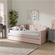 Pemberly Row Pink Velvet Twin Daybed with Trundle & Tufted Design