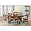 Pemberly Row 7 Pc Dining Set X-Back Chairs w/ Polyester Seat in Hazelnut