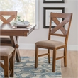 Pemberly Row 7 Pc Dining Set X-Back Chairs w/ Polyester Seat in Hazelnut
