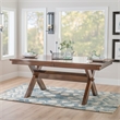 Pemberly Row 7 Pc Dining Set X-Back Chairs w/ Polyester Seat in Hazelnut