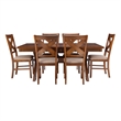 Pemberly Row 7 Pc Dining Set X-Back Chairs w/ Polyester Seat in Hazelnut