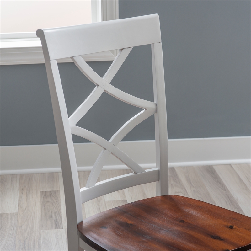 Pemberly Row 5-Piece Dining Set in Cherry and White Acacia Wood