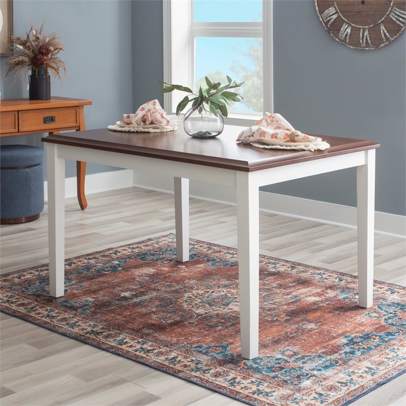 Pemberly Row 5-Piece Dining Set in Cherry and White Acacia Wood