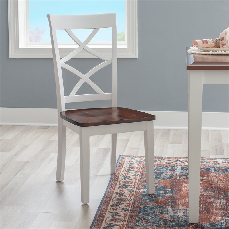 Pemberly Row 5-Piece Dining Set in Cherry and White Acacia Wood