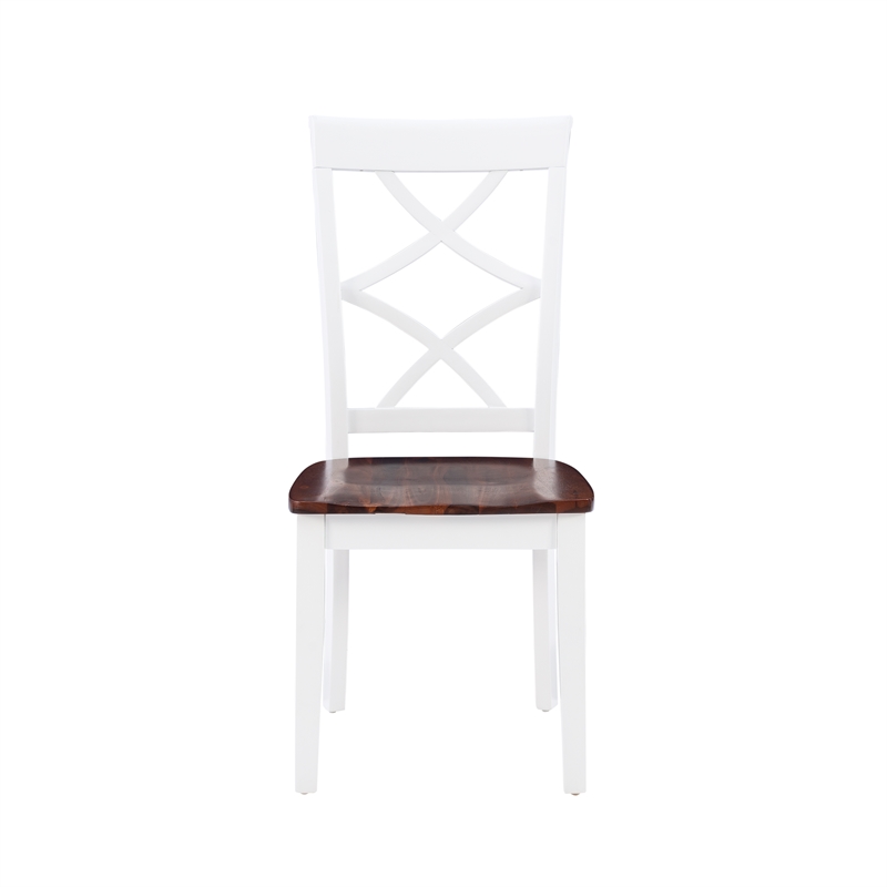Pemberly Row 5-Piece Dining Set in Cherry and White Acacia Wood