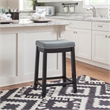 Pemberly Row Backless Counter Stool with Gray Faux Leather and Black Frame