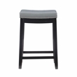 Pemberly Row Backless Counter Stool with Gray Faux Leather and Black Frame