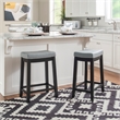 Pemberly Row Backless Counter Stool with Gray Faux Leather and Black Frame