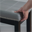 Pemberly Row Backless Counter Stool with Gray Faux Leather and Black Frame