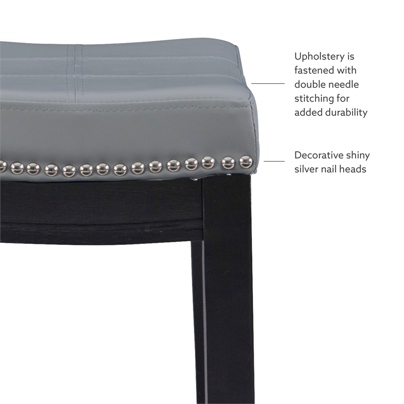 Pemberly Row Backless Counter Stool with Gray Faux Leather and Black Frame