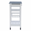Pemberly Row Granite Top Rolling Kitchen Island with Storage in White