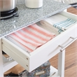 Pemberly Row Granite Top Rolling Kitchen Island with Storage in White