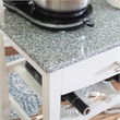 Pemberly Row Granite Top Rolling Kitchen Island with Storage in White
